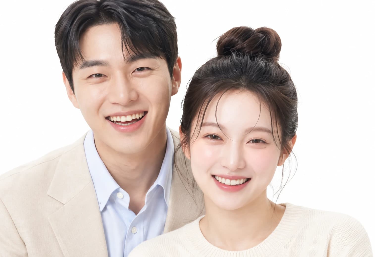 환하게 웃으며 뒤에서 안고 있는 커플